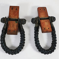 Pair of Vintage Tarred Ropework Beckets