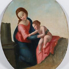 Oil on Wood Panel “The Infant Jesus Blessing St. John the Baptist”