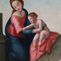 Oil on Wood Panel “The Infant Jesus Blessing St. John the Baptist”