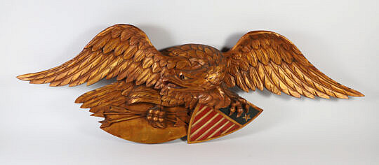 Louisburg Style Patriotic Eagle Giltwood Wall Plaque, circa 1950