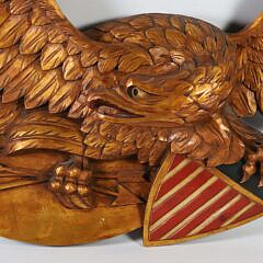 Richard Orr Carved Louisburg Style Patriotic Eagle Giltwood Wall Plaque, circa 1950