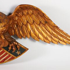 Richard Orr Carved Louisburg Style Patriotic Eagle Giltwood Wall Plaque, circa 1950