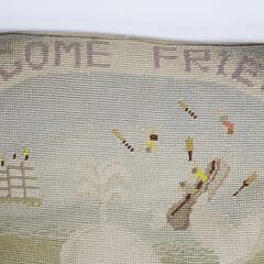 Vintage “Welcome Friends” Whaling Needlepoint Pillow