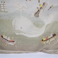Vintage “Welcome Friends” Whaling Needlepoint Pillow