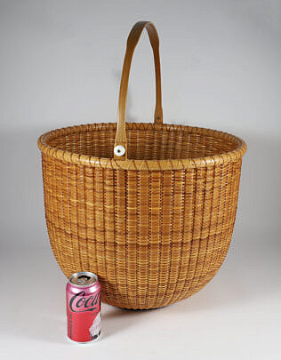 Bill and Judy Sayle Round Open Swing Handle Bushel Basket circa 1989