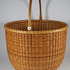 Bill and Judy Sayle Round Open Swing Handle Bushel Basket circa 1989