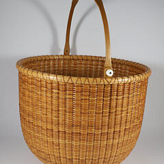 Bill and Judy Sayle Round Open Swing Handle Bushel Basket circa 1989