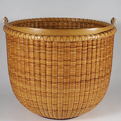 Bill and Judy Sayle Round Open Swing Handle Bushel Basket circa 1989