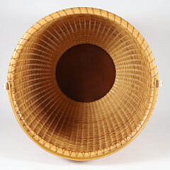 Bill and Judy Sayle Round Open Swing Handle Bushel Basket circa 1989