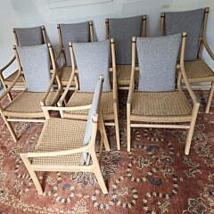 Set of Eight Morning Works Hand Crafted Highback Dining Chairs