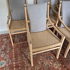 Set of Eight Morning Works Hand Crafted Highback Dining Chairs