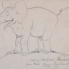 Tony Sarg Pencil Drawing of an Elephant