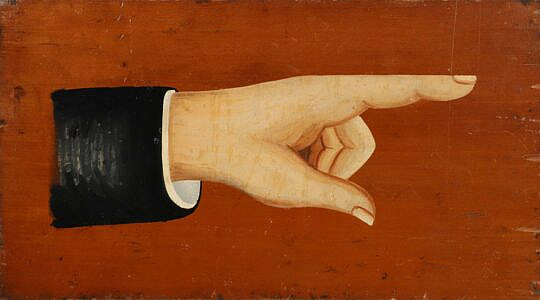 Antique Painted Pointing Finger Plaque