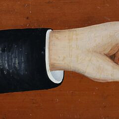 Antique Painted Pointing Finger Plaque