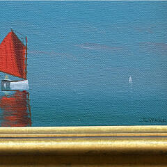 Robert Stark Jr. Oil on Canvas “Red Sail on Calm Waters”