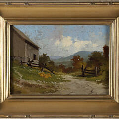 Antique Oil on Panel “Farmyard Path”