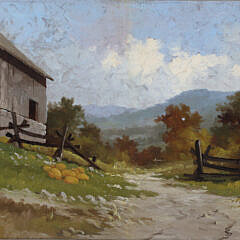 Antique Oil on Panel “Farmyard Path”