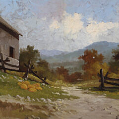Antique Oil on Panel “Farmyard Path”