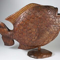 Jamaican Carved Fish Sculpture Signed Ray Skippy circa 2000