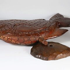 Jamaican Carved Fish Sculpture Signed Ray Skippy circa 2000
