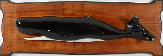 Vintage Carved and Painted Folk Art Sperm Whale Plaque, Mid 20th Century