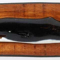 Vintage Carved and Painted Folk Art Sperm Whale Plaque, Mid 20th Century