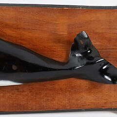Vintage Carved and Painted Folk Art Sperm Whale Plaque, Mid 20th Century