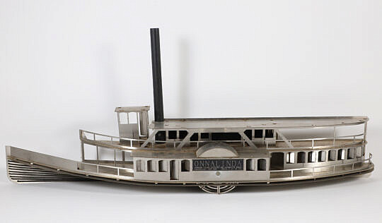 Mid Century Modern Half Hull Model of the Onalinda Sidewheel Ferry