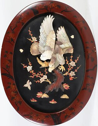 20660 Chinese Oval Lacquered Plaque A 9991_2 JPG