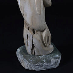 Ronald “Qay” Apangolook Whale Bone Totem Sculpture of a Lady and Two Seals