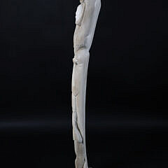 Ronald “Qay” Apangolook Whale Bone Totem Sculpture of a Lady and Two Seals