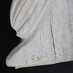 Ronald “Qay” Apangolook Whale Bone Totem Sculpture of a Lady and Two Seals
