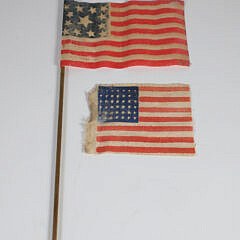 Two Civil War Era Printed Cotton American Parade Flags, circa 1865