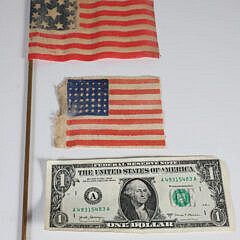 Two Civil War Era Printed Cotton American Parade Flags, circa 1865