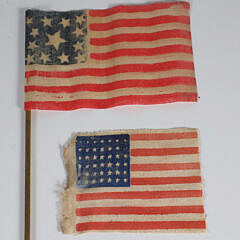 Two Civil War Era Printed Cotton American Parade Flags, circa 1865