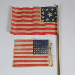 Two Civil War Era Printed Cotton American Parade Flags, circa 1865