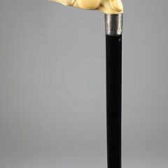 Carved Whippet Dog Head Grip Cane, 19th Century
