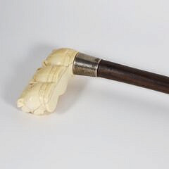 Carved Triple Bull Dog Head Cane, 19th Century
