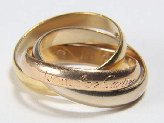 Vintage "Les Must de Cartier" 18k Gold Trinity Ring