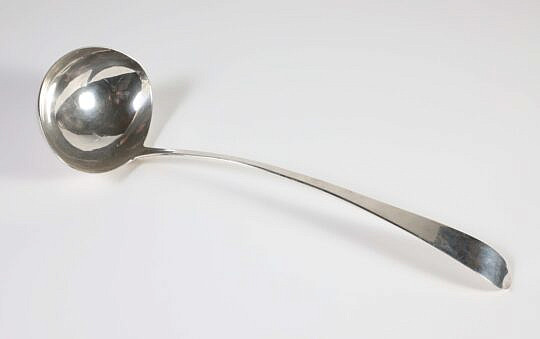 George III Irish Sterling Silver Soup Ladle, James Salter, Dublin, 1800