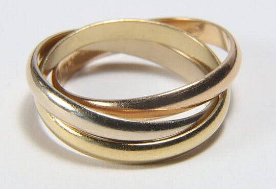 Vintage Cartier 18k Gold Trinity Ring, 2.5mm
