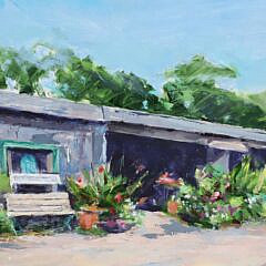 Erika C. Scully Oil on Board “Moors End Farm Stand”