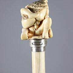 Asian Erotic Couple Grip Walking Stick, 19th Century