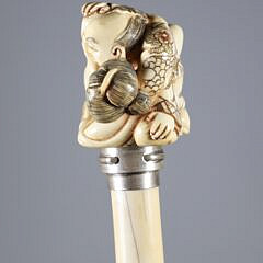 Asian Erotic Couple Grip Walking Stick, 19th Century