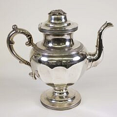 American Coin Silver Coffee Pot, Mulford Wendell & Co. Albany, New York