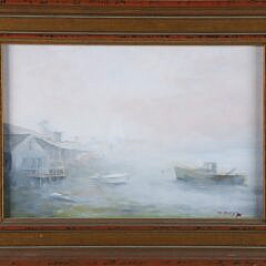 Dee Macy Oil on Board "Foggy North Wharf"