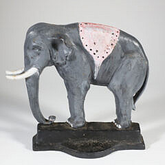 Vintage Cast Iron Painted Elephant Doorstop