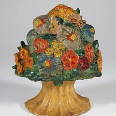 Antique Cast Iron Flower Basket Doorstop