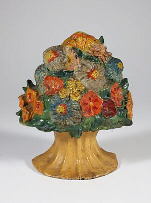 Antique Cast Iron Flower Basket Doorstop