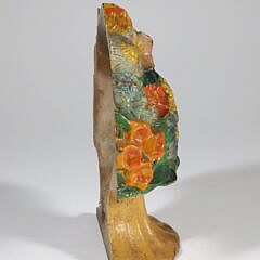 Antique Painted Cast Iron Cast Iron Flower Basket Doorstop